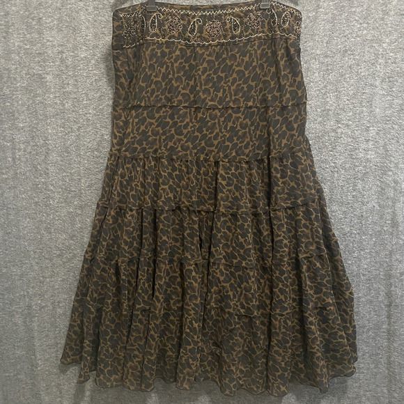 Mix Nouveau Dresses & Skirts - Mix Nouveau Boho Maxi Skirt Womens 16 Tiered Beaded Paisley Hippie Festival